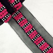 Тесьма с бусинами и стразами 65мм арт.MLS-1003