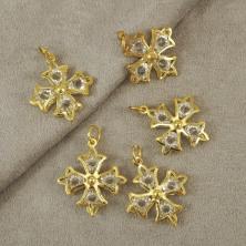 Подвеска "Крест" 25*30мм со стразами арт.26 золото