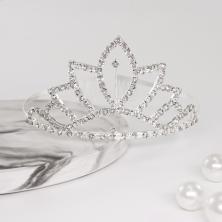 Диадема со стразами 60мм арт.ФУ-10267 серебро