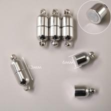 Замок магнитный  6*17мм отв-е 2мм арт.FMK-M02 ант.серебро