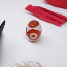 Бусина Дзи 3-х глазая 16*12мм отв-е 0,5мм сердолик арт.BDZS-030-4 белый/коричневый