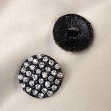 Пуговица со стразами 20мм арт.M-8081 черный/белый