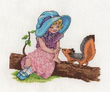 8-133 "Девочка с белочкой" Набор для вышивания мулине "Кларт" 25*20см
