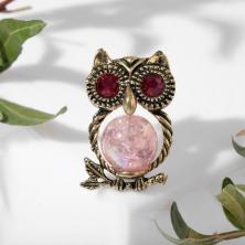 Брошь "Сова" 33*25мм арт.4572262 золото/розовый