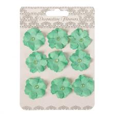 Цветы бумажные со стразой 3см арт.2504704 зеленый (9шт)