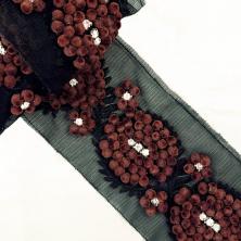 Тесьма с бусинами и стразами 85мм арт.MLS-1011