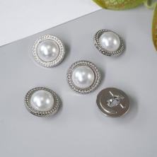 Пуговица "Жемчуг" 15мм ИВ-1139 бел/серебро