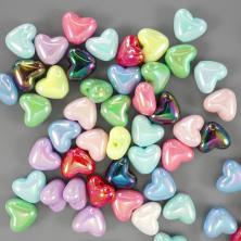 Бусины акрил "Сердечко" 10*8*7мм арт.ИВ-236 ассорти/перламутр (50шт)