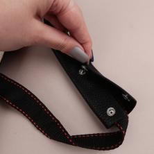 Накладка для ручек на сумку иск.кожа  на кнопках 13*9мм арт.9327047 черный