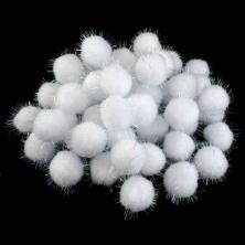 Помпоны с люрексом 30мм арт.ФУ-10068 белый (100шт)