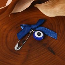 Булавка-оберег "Глазик" 30*30мм арт.5443946 серебро/синий