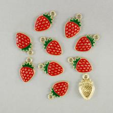 Подвеска "Клубника" 10*15мм арт.1900-100525 золото/микс