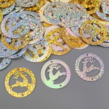 Пайетки-голограмма "Олень в круге" 35мм арт.G-35 (50гр)