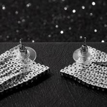 Серьги висячие "Водопад" 80мм со стразами арт.7481043 серебро