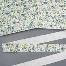 Косая бейка стрейч 15мм "Цветочки" арт.456 (22,8м)