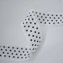 Лента капрон в горошек 25м арт.6784799 белый/черный