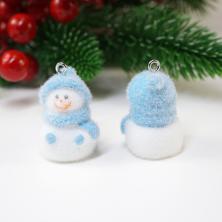 Подвеска акрил/бархат "Снеговик" 20*28мм арт.ИВ-893 белый/голубой