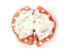 Украшение пришивное "Бант в горошек" 10*9см арт.LH-306 оранжевый/белый