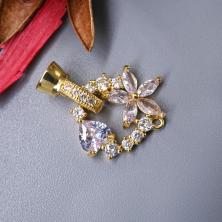 Застежка д/бижутерии "Цветок" 23*18мм металл арт.ИВ-906 сирен./золото  (нерж.сталь)