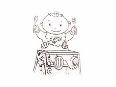 Штамп "Мальчик кушает" 3,8*5см арт.07SE-Лд053