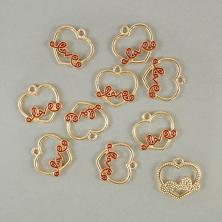 Подвеска "Сердце" 17*17мм арт.1900-100405 золото/красный