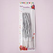 Свеча для торта витые 15см с держат. арт.585980 серебро(12шт)