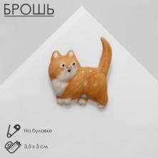Брошь эмаль "Кот" 35*30мм арт.9626916 золото/ассорти