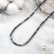 Бусины "Гематит"  "Кубик" 3*3мм 40см арт.ФУ-11859 т.серебро (126шт)