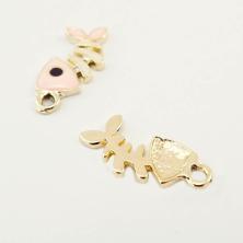 Подвеска "Скелет рыбки" 20*8мм арт.7529960 золото/розовый