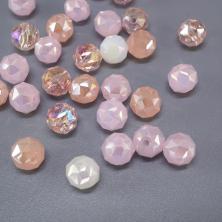 Бусины граненые стекло 8мм арт.ИВ-809 роз/беж АВ микс (30бусин)