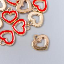 Подвеска "Сердце" 15*14мм арт.7356074 золото/красный