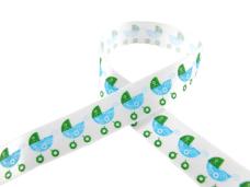 Лента атласная 12мм арт.ALP-122 G2/001 коляска/белый (3м)