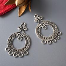 Коннектор "Круг" 22*36мм отв-е 2мм арт.ИВ-858 ант.серебро