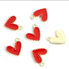 Подвеска "Сердце" 8*10мм эмаль арт.ИВ-14 красный/золото