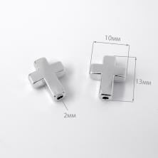 Бусины металл "Крест" 10*13мм арт.ИВ-608 серебро (5шт)