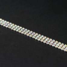 Тесьма-стразы SS6 3 линии стекло 2,0мм арт.7108000 серебро/Crystal АВ