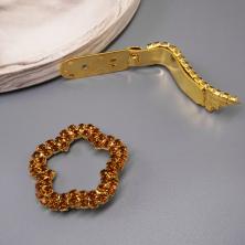 Застежка шубная со стразами арт.5104 золото/коричневый