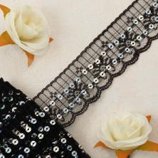 Кружево капрон  45мм с пайетками арт.SD-06 черный