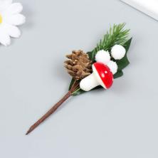 Веточка 13см ели с шишками я ягодами арт.2291497