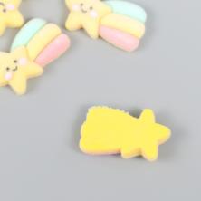 "Звезда-смайл с радугой" бархат/акрил 25*18мм арт.9424494