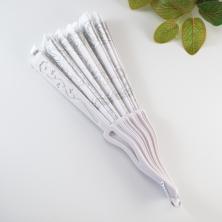 Веер пластик 24см "Цветы" арт.ФУ-11940 белый