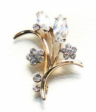 Брошь "Букет" со стразами 37*45мм арт.X01-1033