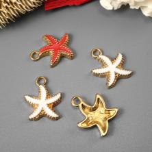 Подвеска "Морская звезда" 15*18мм эмаль арт.ИВ-515 микс/золото