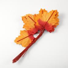 Листочек на проволоке 3,4*2,7см бумага арт.PFL-04 12-красный/оранжевый (12шт)