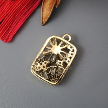 Подвеска "Цветы" 15*22мм нерж. сталь арт.ИВ-905 сирен./золото