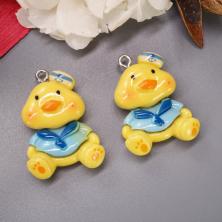 Подвеска акрил "Уточка матрос" 27*20мм арт.ИВ-396 желтый/микс