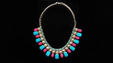 Колье ФУ-6613 розовый/голубой