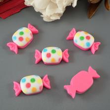 Декор "Конфетка" пластик 12*23мм арт.ИВ-668 микс ярк.роз/белый горох