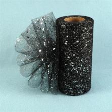 Фатин средней жесткости 15см с блестками арт.SF-605 черный-12