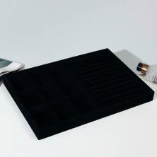 Подставка под кольца 12 полос, 9 мест для украшений 35*24*3см арт.7446624 черный